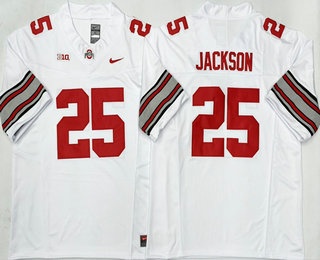 Men's Ohio State Buckeyes #25 Bo Jackson White 2025 FUSE College Football Jersey