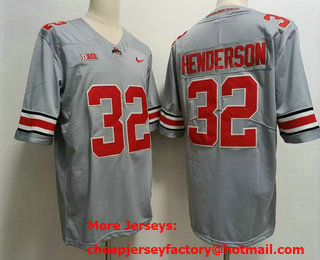 Men's Ohio State Buckeyes #32 TreVeyon Henderson Grey FUSE College Football Jersey