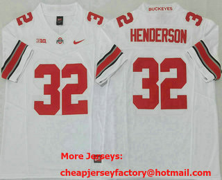 Men's Ohio State Buckeyes #32 TreVeyon Henderson Limited White FUSE College Football Jersey