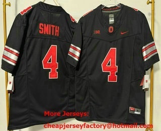 Men's Ohio State Buckeyes #4 Jeremiah Smith Black 2026 FUSE College Football Jersey