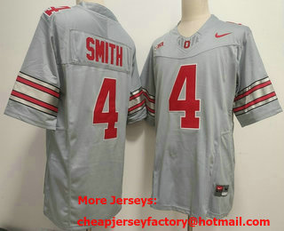 Men's Ohio State Buckeyes #4 Jeremiah Smith Grey 2026 FUSE College Football Jersey