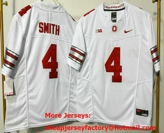 Men's Ohio State Buckeyes #4 Jeremiah Smith White 2026 FUSE College Football Jersey