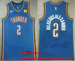 Men's Oklahoma City Thunder #2 Shai Gilgeous-Alexander Blue Icon Sponsor Swingman Jersey