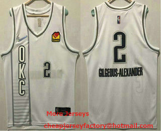 Men's Oklahoma City Thunder #2 Shai Gilgeous Alexander White City Diamond 75th Icon Sponsor Swingman Jersey