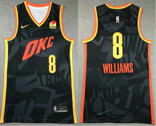 Men's Oklahoma City Thunder #8 Jalen Williams Black 2023 City Icon Sponsor Swingman Jersey