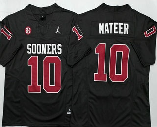 Men's Oklahoma Sooners #10 John Mateer Limited Black FUSE College Football Jersey