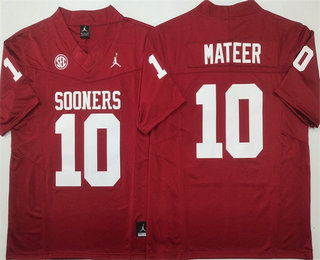 Men's Oklahoma Sooners #10 John Mateer Red FUSE College Football Jersey