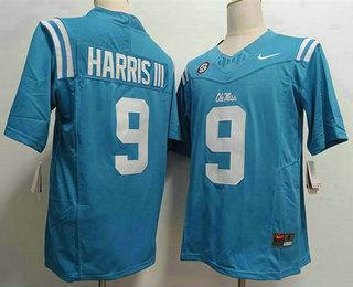 Men's Ole Miss Rebels #2 Jaxson Dart Light Blue FUSE College Football Jersey