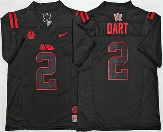 Men's Ole Miss Rebels #2 Jaxson Dart Limited Black Fashion College Football Jersey