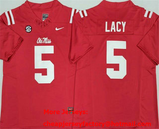 Men's Ole Miss Rebels #5 Kewan Lacy Limited Red FUSE College Football Jersey