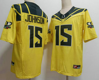 Men's Oregon Ducks #15 Tez Johnson Yellow 2024 FUSE College Football Jersey