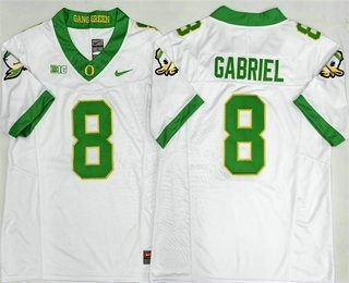 Men's Oregon Ducks #8 Dillon Gabriel White Fashion FUSE College Football Jersey