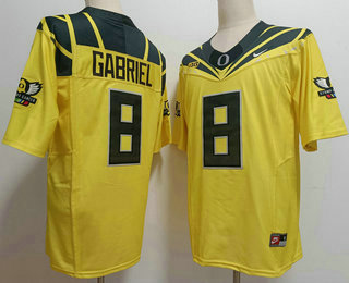 Men's Oregon Ducks #8 Dillon Gabriel Yellow 2024 FUSE College Football Jersey