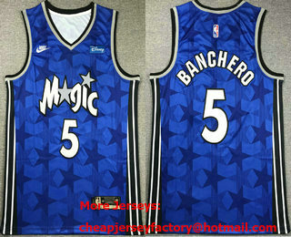 Men's Orlando Magic #5 Paolo Banchero Blue Classic Icon Sponsor Swingman Jersey