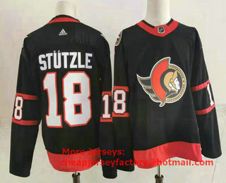 Men's Ottawa Senators #18 Tim Stutzle Black Adidas 2021 Stitched NHL Jersey