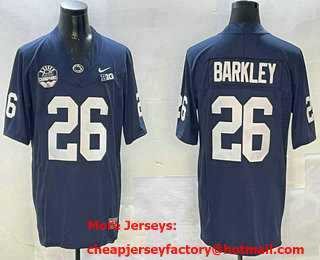 Men's Penn State Nittany Lions #26 Saquon Barkley Navy 2024 Fiesta Bowl Champions Patch FUSE College Stitched Jersey