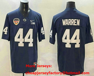 Men's Penn State Nittany Lions #44 Davis Warren Navy 2024 Orange Bowl Patch FUSE College Stitched Jersey