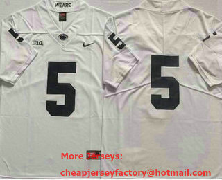 Men's Penn State Nittany Lions #5 DaeSean Hamilton White No Name 2022 Vapor Untouchable Stitched Nike Jersey