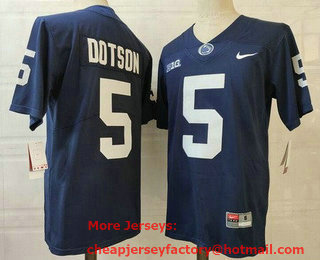 Men's Penn State Nittany Lions #5 Jahan Dotson Navy Player Name College Football Jersey