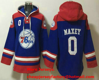 Men's Philadelphia 76ers #0 Tyrese Maxey Blue Ageless Must Have Lace Up Pullover Hoodie