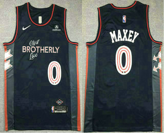 Men's Philadelphia 76ers #0 Tyrese Maxey Navy 2023 City Icon Sponsor Swingman Jersey