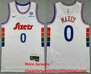 Men's Philadelphia 76ers #0 Tyrese Maxey White City Sponsor Swingman Jersey