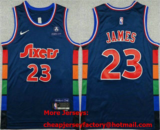 Men's Philadelphia 76ers #23 LeBron James Navy City Edition Swingman Stitched Jersey