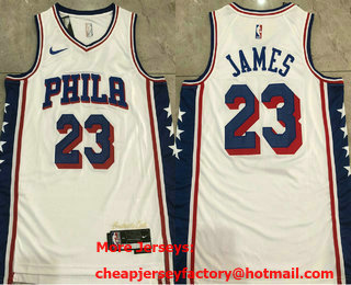 Men's Philadelphia 76ers #23 LeBron James White 2026 Association Edition AU Jersey