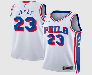 Men's Philadelphia 76ers #23 LeBron James White 2026 Association Edition Stitched Jersey