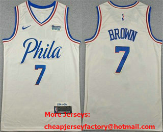 Men's Philadelphia 76ers #7 Jaylen Brown Cream City Edition Swingman Stitched Jersey