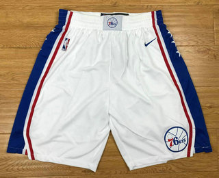 Men's Philadelphia 76ers White 2017-2018 Nike Swingman Stitched NBA Shorts