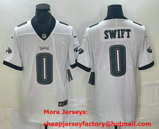 Men's Philadelphia Eagles #0 DAndre Swift White 2022 Vapor Stitched Nike Limited Jersey