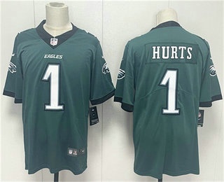 Men's Philadelphia Eagles #1 Jalen Hurts Green 2024 New Vapor Untouchable Limited Stitched Jersey