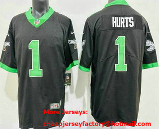 Men's Philadelphia Eagles #1 Jalen Hurts Limited Black Alternate Vapor Jersey