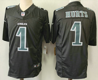 Men's Philadelphia Eagles #1 Jalen Hurts Limited Black Fashion Vapor Jersey