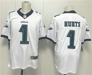 Men's Philadelphia Eagles #1 Jalen Hurts White 2024 New Vapor Untouchable Limited Stitched Jersey