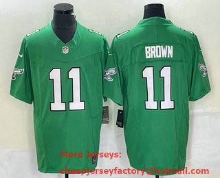 Men's Philadelphia Eagles #11 AJ Brown Green 2023 FUSE Vapor Limited Throwback Stitched Jersey