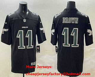 Men's Philadelphia Eagles #11 AJ Brown Limited Black Fashion Vapor Jersey