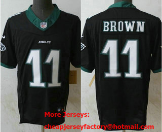 Men's Philadelphia Eagles #11 AJ Brown Limited Black New Logo FUSE Vapor Jersey