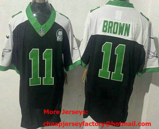 Men's Philadelphia Eagles #11 AJ Brown Limited Black Thanksgiving FUSE Vapor Jersey