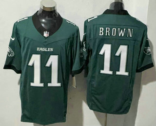 Men's Philadelphia Eagles #11 AJ Brown Limited Midnight Green FUSE Vapor Jersey