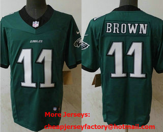 Men's Philadelphia Eagles #11 AJ Brown Limited Midnight Green New Logo FUSE Vapor Jersey