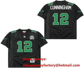 Men's Philadelphia Eagles #12 Randall Cunningham Black 1992 Throwback Jersey