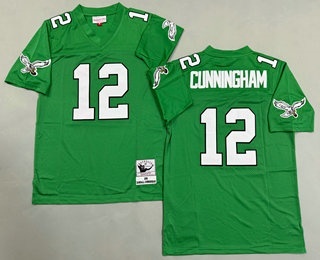 Men's Philadelphia Eagles #12 Randall Cunningham Kelly Green 1990 Throwback Authentic Jersey