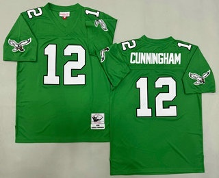 Men's Philadelphia Eagles #12 Randall Cunningham Kelly Green 1990 Throwback Jersey