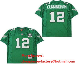 Men's Philadelphia Eagles #12 Randall Cunningham Kelly Green 1992 Throwback Jersey