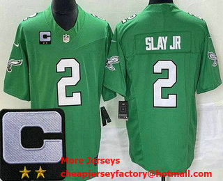 Men's Philadelphia Eagles #2 Darius Slay Jr Limited Green Alternate 2023 C Patch FUSE Vapor Jersey
