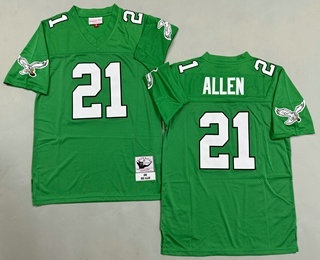 Men's Philadelphia Eagles #21 Eric Allen Kelly Green 1990 Throwback Jersey