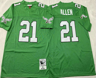 Men's Philadelphia Eagles #21 Eric Allen Kelly Green 1990 Throwback Jersey