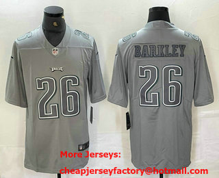 Men's Philadelphia Eagles #26 Saquon Barkley Grey Atmosphere Fashion Limited Stitched Jersey